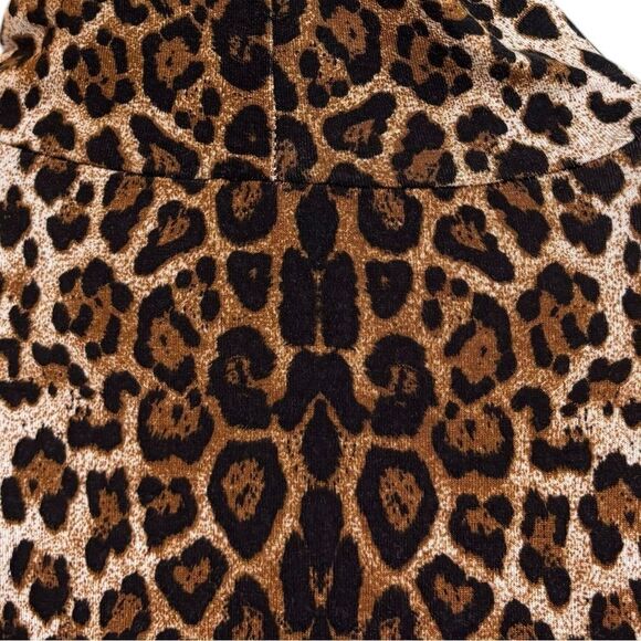Cliche Stretch Jersey Cotton Blend Leopard Animal Print Turtleneck Size Small - Picture 5 of 8